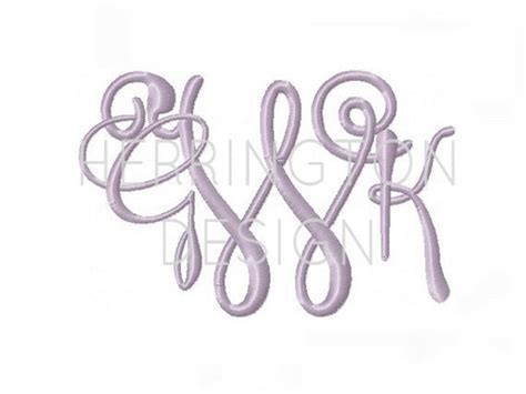 And Inch Interlocking Monogram Embroidery Font Wynnie Curl Etsy