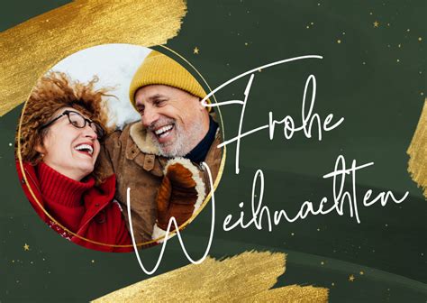 Foto Weihnachtskarte Pinselstriche Goldlook Send A Smile