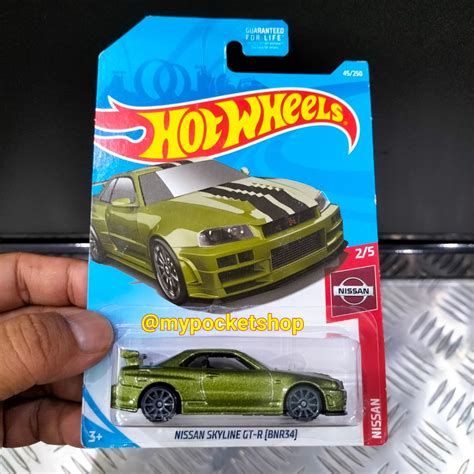 Hot Wheels NISSAN SKYLINE GT R BNR34 R34 Metalflake Olive Green 2019 Hotwheels Nissan