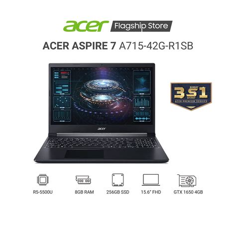 Laptop Acer Gaming Aspire 7 A715 42G R1SB R5 5500U 8GB 256GB 15 6 FHD