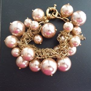 J Crew Jewelry J Crew Pink Nude Pearls Bracelet Gold Chain Poshmark