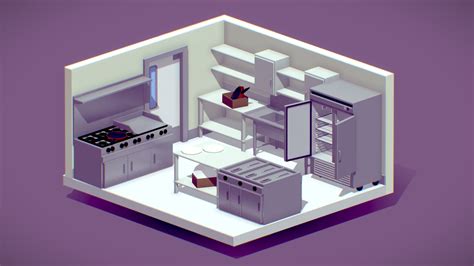 Low Poly Commercial Kitchen Buy Royalty Free 3d Model By Lazae