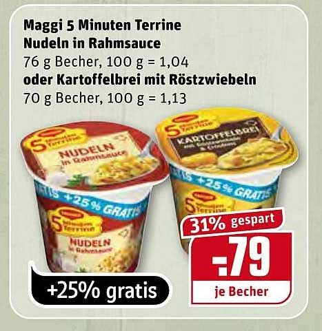 Maggi Minuten Terrine Nudeln In Rahmsauce Oder Kartoffelbrei Mit