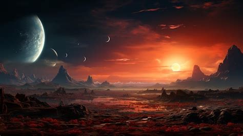 Premium AI Image Mars Landscape Alien Planet Martian Background