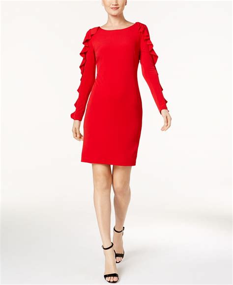 Calvin Klein Ruffled Sleeve Sheath Dress And Reviews Dresses Women