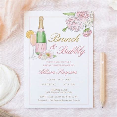 Elegant Brunch And Bubbly Bridal Shower Invitation Artofit