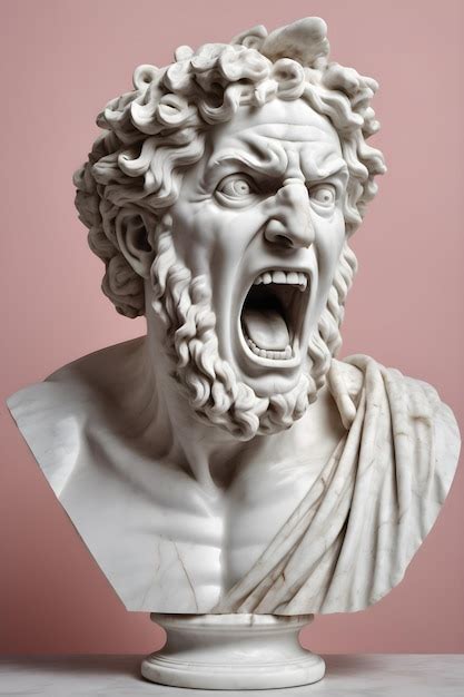 Premium Ai Image Portrait Of A Roman Sculpture Bust Screaming In Fear