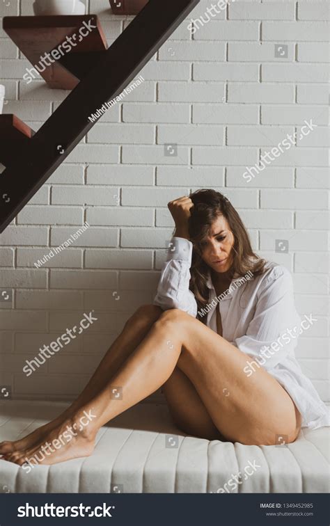 Sad Depressed Caucasian Lady Semi Nude Stock Photo Shutterstock