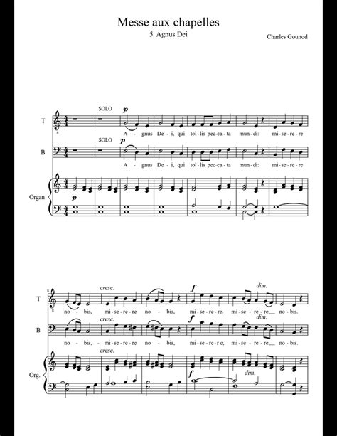 Gounod Messe Aux Chapelles Agnus Dei Sheet Music For Piano Organ Download Free In Pdf Or Midi