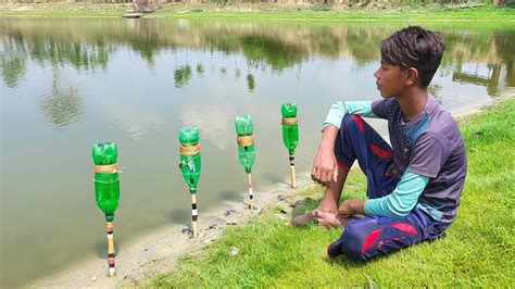 Unique Fishing Technique Hook Fishing By Plastic Bottle Fish Trap