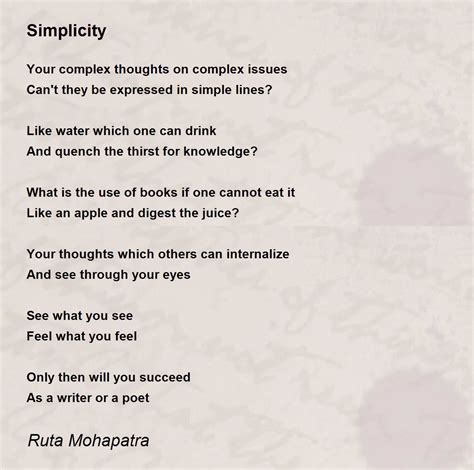 Simplicity Simplicity Poem By Ruta Mohapatra