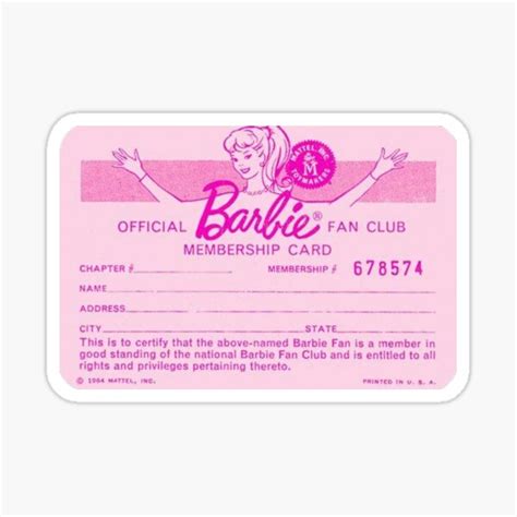 Barbie Club Card Sticker For Sale By Delilahmonroe Redbubble