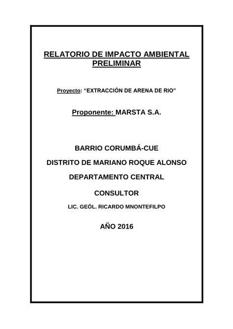 Pdf Relatorio De Impacto Ambiental Preliminar Dokumen Tips