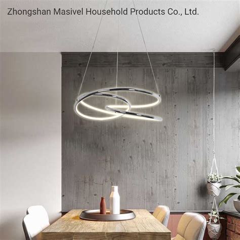 Masivel Lighting Metal Circle Silver Pendant Light Modern Led Living