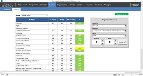 Planilha Controle de Estudos para PCDF DF Escrivão Papel de Trabalho