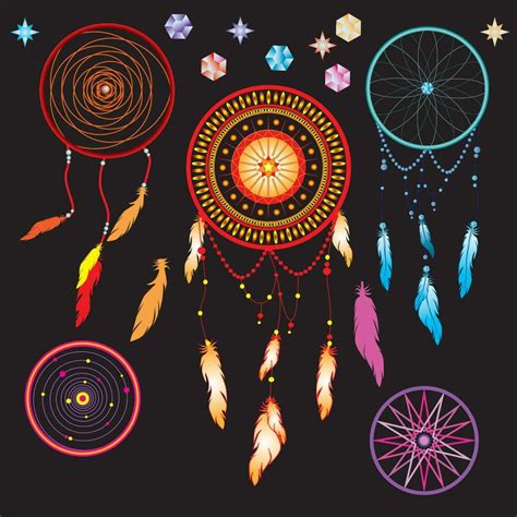 Set Of Dream Catchers Vector Vector Art At Vecteezy