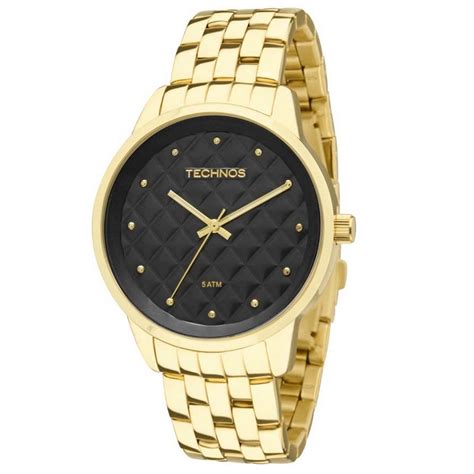 Rel Gio Technos Feminino Dourado Fashion Trend Anal Gico A O Inox