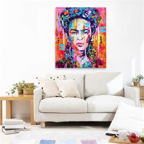 Cuadro Moderno Frida Kahlo Graffiti Colores En Lienzo Canvas Meses