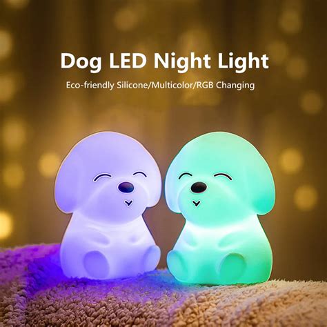 Светодиодная лампа в виде собаки, 16 цветов, с таймером | AliExpress
