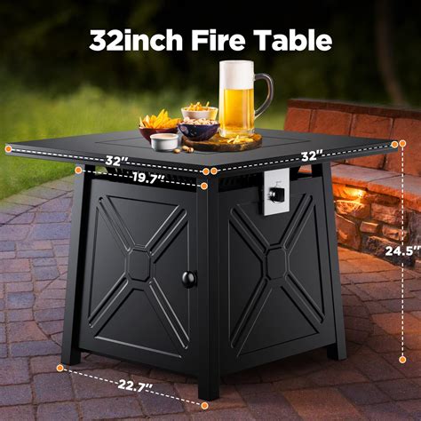 Ciays Inch Gas Fire Pit Table Btu Propane Fire Pits For