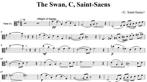 Partitura Áudio Saint Saens The Swan The Swan Viola YouTube