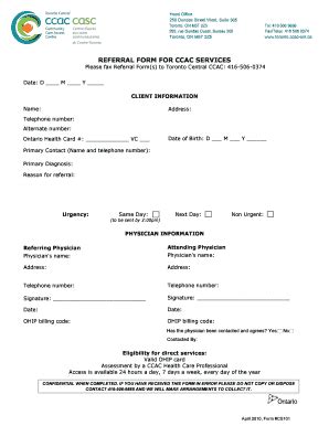 Ccac Toronto Referral Forms Complete With Ease Airslate Signnow