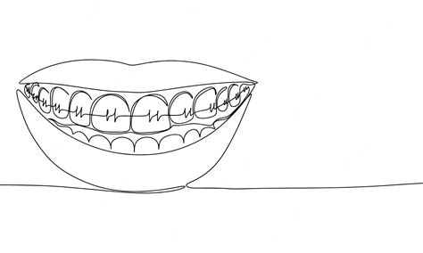 Premium Vector Continuous Line Drawing Of Braces For Teeth Vector