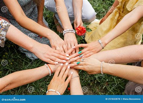 Many Hands Together Group Of People Joining Hands Teamwork Stock