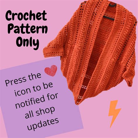 Crochet Pattern Of Cocoon Shrug Easy Womens Puff Stitch Etsy