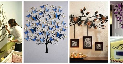 Decoración De Paredes Con Mariposas De Papel Y Pintadas A Mano Lodijoella