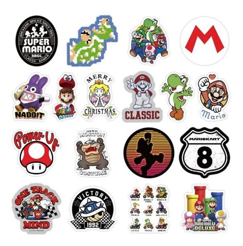 Super Mario Bros Calcomanias Stickers De Pvc Contra Agua Meses Sin