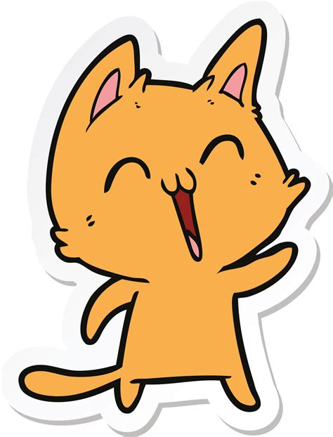 Sticker Of A Happy Cartoon Cat Meowing 44297319 Png