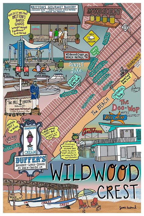 Map of Wildwood Crest New Jersey Beach Town NJ Beaches - Etsy ...