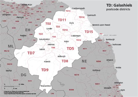 Map of TD postcode districts – Galashiels / Tweeddale – Maproom