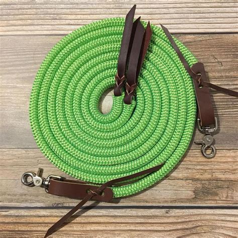 Lime Green Split Reins With Snaps And Water Loops