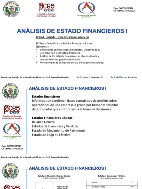 Análisis De Estado Financieros I Unidad I Módulo I Tema Iii Estados