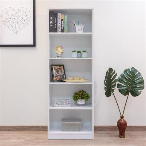 Estante para Livros 5 Prateleiras 100 MDF Àpila Rimo Branco Móveis