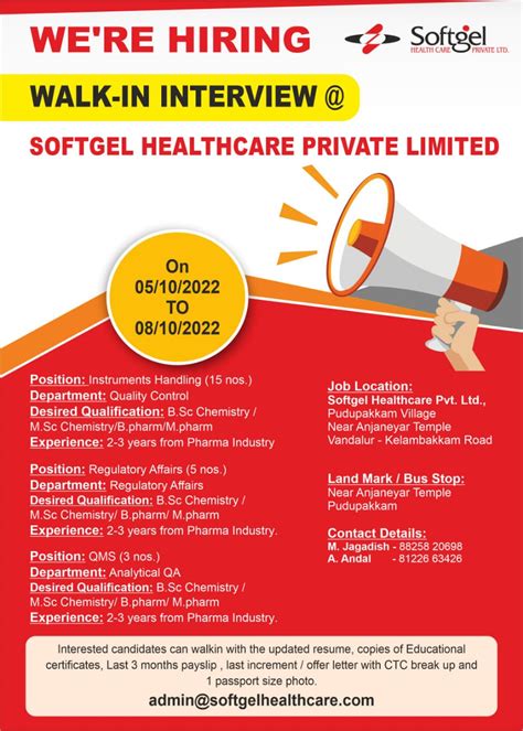 Softgel Healthcare Pvt Ltd Walk In Interviews For Quality Control