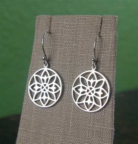 Mandala Pendant Earrings In Sterling Silver Geometric Etsy