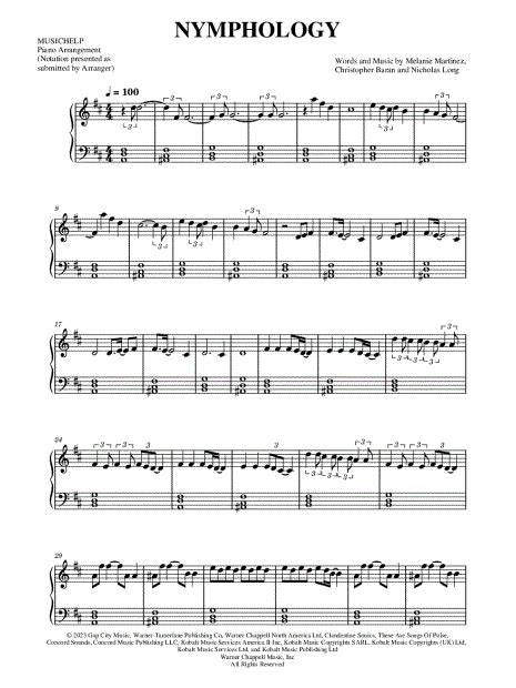 Musichelp Nymphology Sheet Music Piano Solo In D Major Download And Print Sku Mn0272697