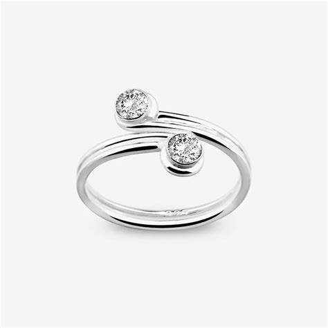 Silver Double Cubic Zirconia Crystal Adjustable Toe Ring Whole Sale