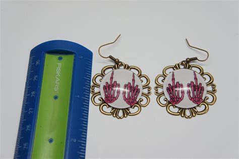 Fuck You Skeleton Hands Middle Finger Filigree Dangle Etsy