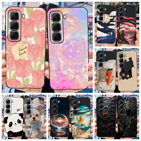 For Infinix Hot G X Case Popular Flower Soft Black Silicone TPU Protective Cover For