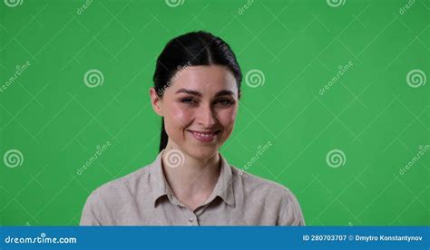 Happy Caucasian Woman Laughing On Green Screen Background Stock Video