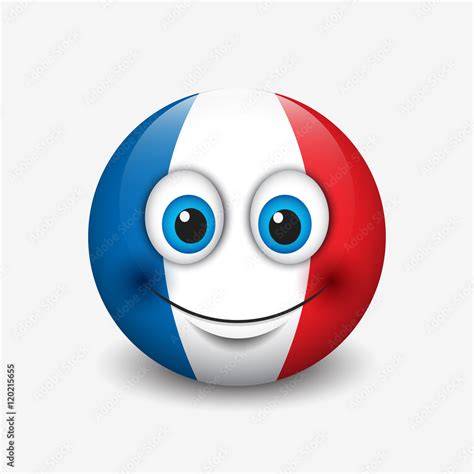 Cute Emoticon Isolated On White Background With France Flag Motive