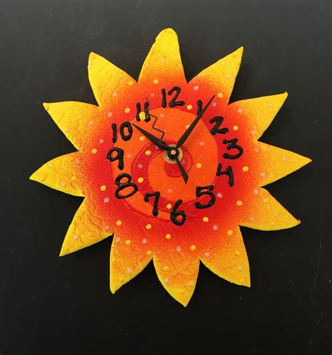 Whimsical Sunshine Clock Sun Face Clock Wall Clock Sun Moon Etsy