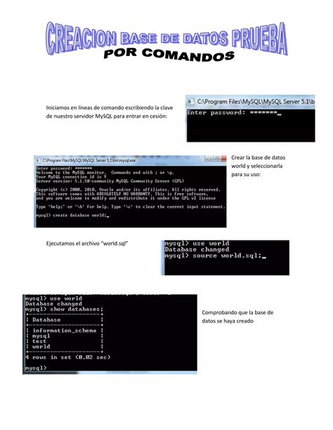 Creacion Base De Datos Prueba Comandos Mysql Pdf