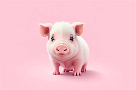 Little cute baby pig on pastel pink background ai generative | Premium AI-generated image