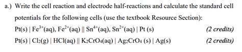 OneClass A Write The Cell Reaction And Electrode Half Reactions And