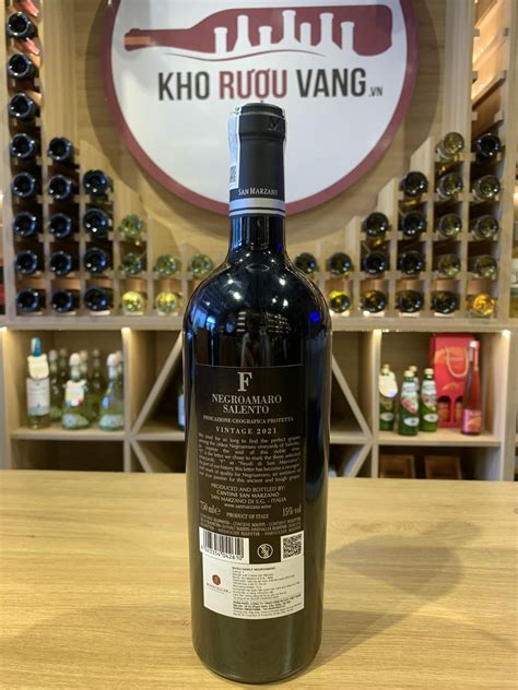 Rượu vang đỏ Ý F Negroamaro Salento IGP Vintage 2021 trên 5 ABV